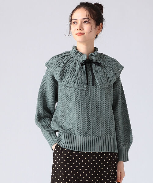 B:MING by BEAMS（ビーミングバイビームス）の「B:MING by BEAMS / 襟付 フリル ニット プルオーバー 21AW（ニット/セーター・レディース・ベージュ/オフホワイト/グリーン系・ONE SIZE）」の12枚目の写真