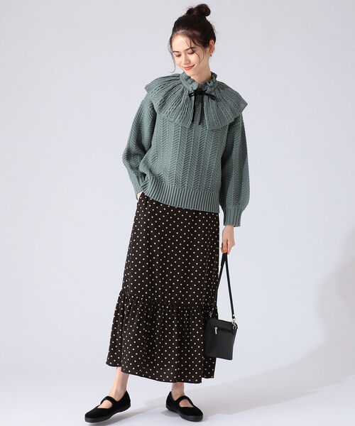 B:MING by BEAMS（ビーミングバイビームス）の「B:MING by BEAMS / 襟付 フリル ニット プルオーバー 21AW（ニット/セーター・レディース・ベージュ/オフホワイト/グリーン系・ONE SIZE）」の18枚目の写真