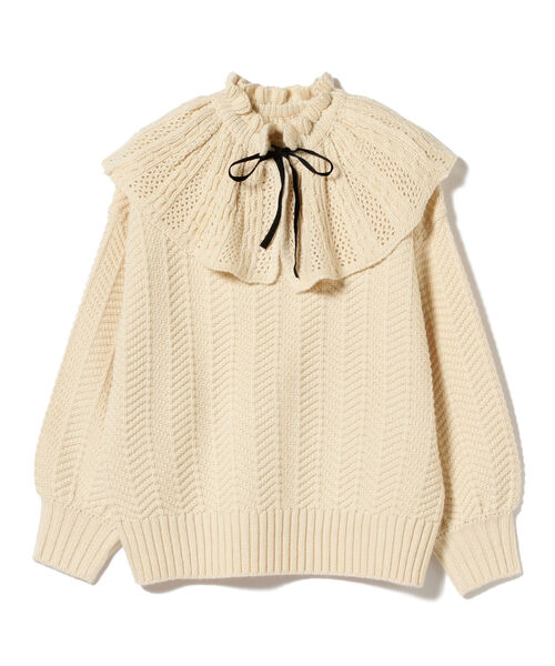 B:MING by BEAMS（ビーミングバイビームス）の「B:MING by BEAMS / 襟付 フリル ニット プルオーバー 21AW（ニット/セーター・レディース・ベージュ/オフホワイト/グリーン系・ONE SIZE）」の13枚目の写真