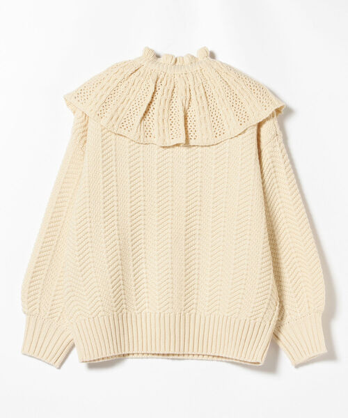 B:MING by BEAMS（ビーミングバイビームス）の「B:MING by BEAMS / 襟付 フリル ニット プルオーバー 21AW（ニット/セーター・レディース・ベージュ/オフホワイト/グリーン系・ONE SIZE）」の9枚目の写真