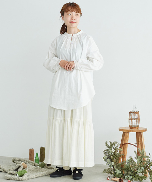 chambre de charme（シャンブルドゥシャーム）の「cdc 綿ドビー　袖レースブラウス（シャツ/ブラウス・レディース・ホワイト/ブラック・FREE）」の20枚目の写真