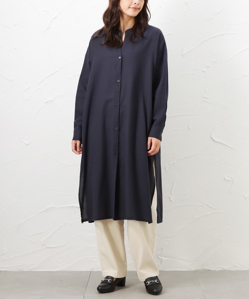 NAVY(ネイビー)の「NAVY ネイビー USAコットン シャツワンピース(ワンピース・レディース・ネイビー/グレー/ブラウン・フリー)」の3枚目の写真