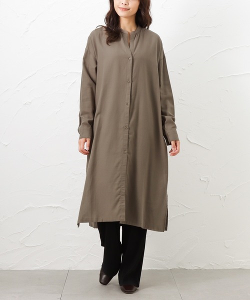 NAVY(ネイビー)の「NAVY ネイビー USAコットン シャツワンピース(ワンピース・レディース・ネイビー/グレー/ブラウン・フリー)」の2枚目の写真