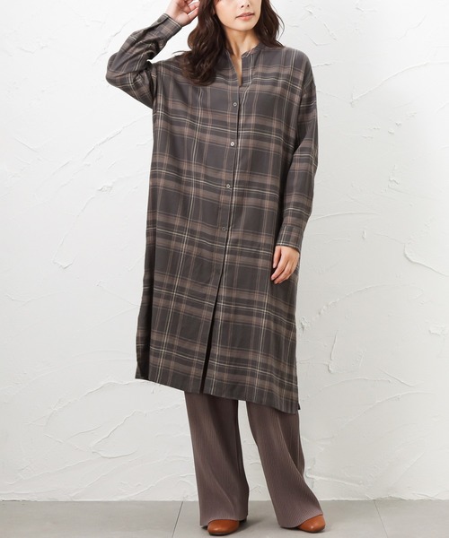 NAVY(ネイビー)の「NAVY ネイビー USAコットン シャツワンピース(ワンピース・レディース・ネイビー/グレー/ブラウン・フリー)」の1枚目の写真