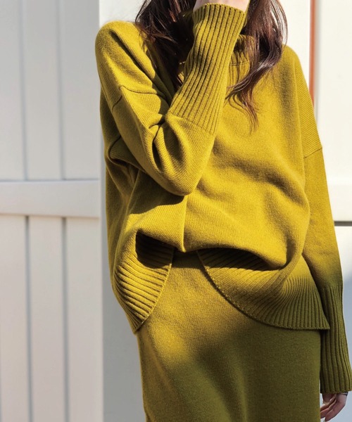 Banner Barrett（バナーバレット）の「【セットアップ対応】タートルネックニットトップス（ニット/セーター・レディース・オフホワイト/オリーブ/ライトピンク/ブラック/ベージュ/サックスブルー・38）」の12枚目の写真