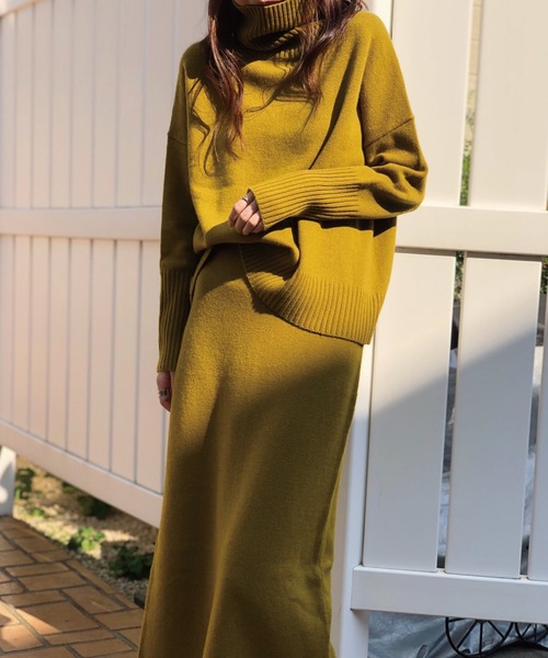 Banner Barrett（バナーバレット）の「【セットアップ対応】タートルネックニットトップス（ニット/セーター・レディース・オフホワイト/オリーブ/ライトピンク/ブラック/ベージュ/サックスブルー・38）」の15枚目の写真