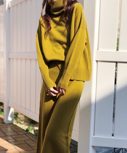 Banner Barrett（バナーバレット）の「【セットアップ対応】タートルネックニットトップス（ニット/セーター・レディース・オフホワイト/オリーブ/ライトピンク/ブラック/ベージュ/サックスブルー・38）」の14枚目の写真