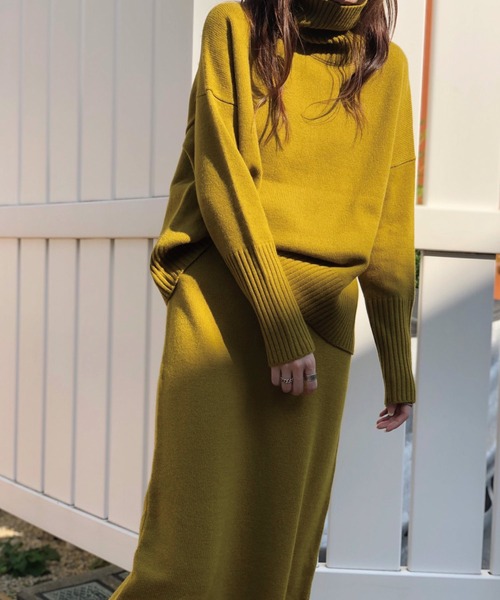 Banner Barrett（バナーバレット）の「【セットアップ対応】タートルネックニットトップス（ニット/セーター・レディース・オフホワイト/オリーブ/ライトピンク/ブラック/ベージュ/サックスブルー・38）」の8枚目の写真