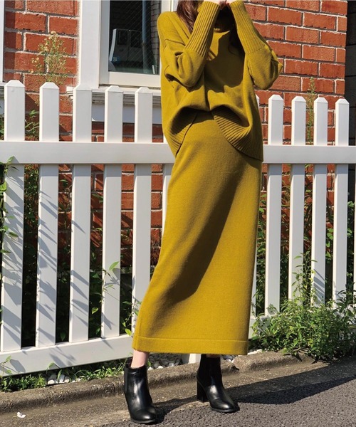 Banner Barrett（バナーバレット）の「【セットアップ対応】タートルネックニットトップス（ニット/セーター・レディース・オフホワイト/オリーブ/ライトピンク/ブラック/ベージュ/サックスブルー・38）」の11枚目の写真