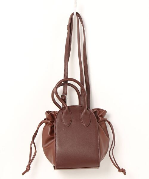 natural couture（ナチュラルクチュール）の「巾着2WAYミニトートバッグ（ショルダーバッグ・レディース・ブラウン/ブラック/ピンク・FREE）」の3枚目の写真