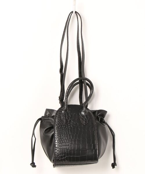 natural couture（ナチュラルクチュール）の「巾着2WAYミニトートバッグ（ショルダーバッグ・レディース・ブラウン/ブラック/ピンク・FREE）」の2枚目の写真