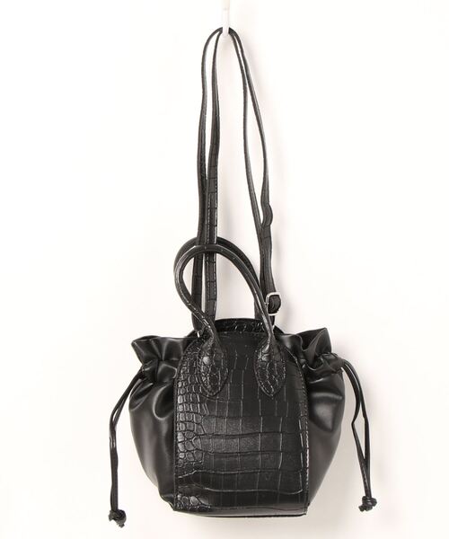 natural couture（ナチュラルクチュール）の「巾着2WAYミニトートバッグ（ショルダーバッグ・レディース・ブラウン/ブラック/ピンク・FREE）」の6枚目の写真