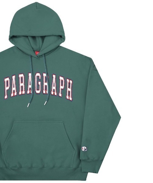 Paragraph（パラグラフ）の「A'GEM/9 × .kom『paragraph/パラグラフ』カレッジ アーチロゴ プルオーバーパーカー（パーカー・メンズ・チャコールグレー/ライトグレー/ブラック/パープル/オレンジ/グリーン/ライトイエロー・FREE）」の4枚目の写真