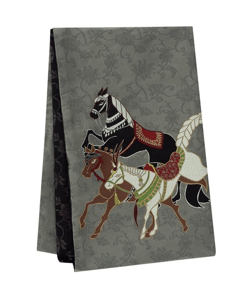 kimonomachi(キモノマチ)の「京袋帯 単品 ポリエステル KIMONOMACHI オリジナル 袋名古屋帯(和装小物・レディース・ダークオリーブ/アイボリー/グレー系その他/ブラック系その他/ダークグレー/ベージュ系その他/パープル系その他/ブラック×ホワイト/ブラウン系その他/ブルーグリーン/レッド/オフホワイト/ブラック/アッシュグレー/ライトベージュ/ブラック×グレー/ダークブラック・ONE SIZE)」の21枚目の写真