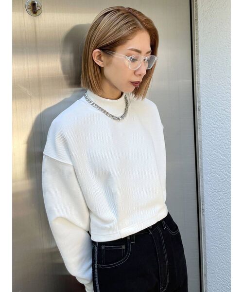 EMODA（エモダ）の「ウェーブタックショートプルオーバー（Tシャツ/カットソー・レディース・ホワイト/ブラック/その他・FREE）」の5枚目の写真