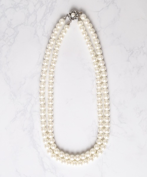 Mag.（マグ）の「【18inch】8mmWガラスパールネックレス（ネックレス・レディース・ホワイト/グレー・FREE）」の2枚目の写真