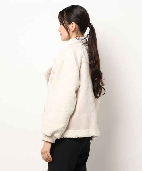 STYLEBLOCK（スタイルブロック）の「ボア×スエード調切替ジャケット（ライダースジャケット・レディース・カーキ/ベージュ系その他・4XL/3XL/L/XL/2XL/S/M）」の3枚目の写真