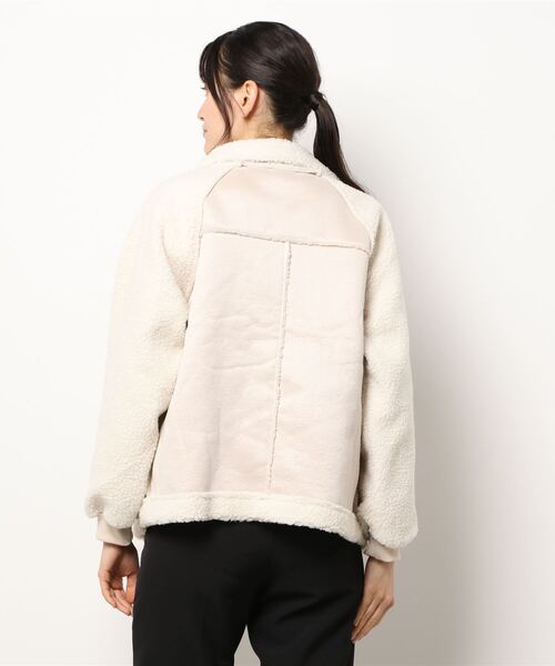 STYLEBLOCK（スタイルブロック）の「ボア×スエード調切替ジャケット（ライダースジャケット・レディース・カーキ/ベージュ系その他・4XL/3XL/L/XL/2XL/S/M）」の4枚目の写真