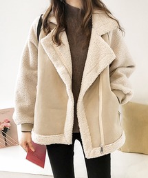 ikumi ボア ライダース IKUMI（イクミ）の「【IKUMI】FAKE LEATHER JACKET（ライダース