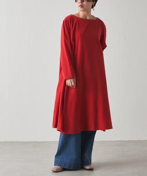 BEARDSLEY（ビアズリー）の「製品染めで発色の綺麗なシャツコールオーバーダイテントワンピース（ワンピース・レディース・レッド/キャメル・1/0）」の2枚目の写真