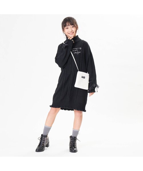 algy（アルジー）の「ニットワンピ＆ファーポシェットセット（ワンピース・キッズ・ミント/ブラック/サックスブルー・XX-SMALL/SMALL/MEDIUM/X-SMALL）」の4枚目の写真