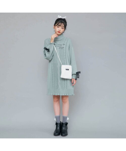 algy（アルジー）の「ニットワンピ＆ファーポシェットセット（ワンピース・キッズ・ミント/ブラック/サックスブルー・XX-SMALL/SMALL/MEDIUM/X-SMALL）」の9枚目の写真