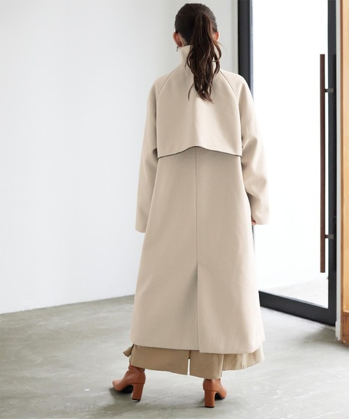 titivate（ティティベイト）の「ﾊﾟｲﾋﾟﾝｸﾞｽﾀﾝﾄﾞｶﾗｰﾛﾝｸﾞｺｰﾄ（ステンカラーコート・レディース・ブラック/オリーブ/アイボリー/モカ・M）」の5枚目の写真