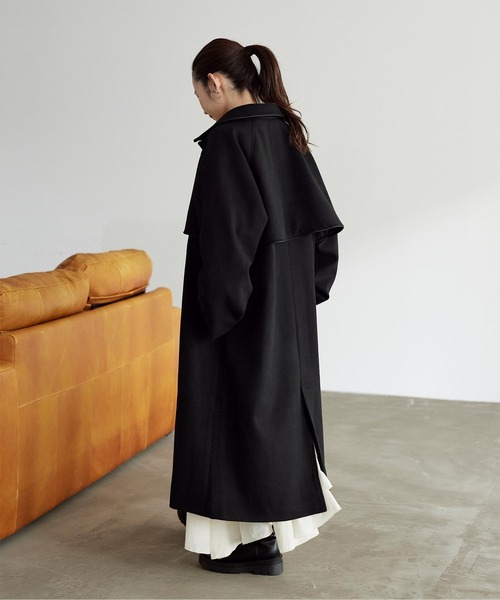 titivate（ティティベイト）の「ﾊﾟｲﾋﾟﾝｸﾞｽﾀﾝﾄﾞｶﾗｰﾛﾝｸﾞｺｰﾄ（ステンカラーコート・レディース・ブラック/オリーブ/アイボリー/モカ・M）」の21枚目の写真