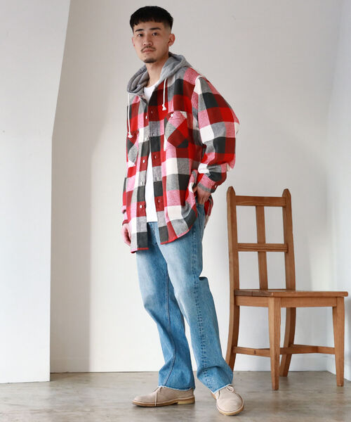 BEAMS（ビームス）の「BEAMS / スウェット フーディー イージー ネルシャツ（シャツ/ブラウス・メンズ・レッド/ブルー・SMALL/MEDIUM/X-LARGE/LARGE）」の22枚目の写真