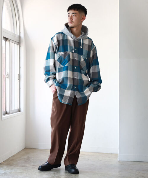 BEAMS（ビームス）の「BEAMS / スウェット フーディー イージー ネルシャツ（シャツ/ブラウス・メンズ・レッド/ブルー・SMALL/MEDIUM/X-LARGE/LARGE）」の20枚目の写真