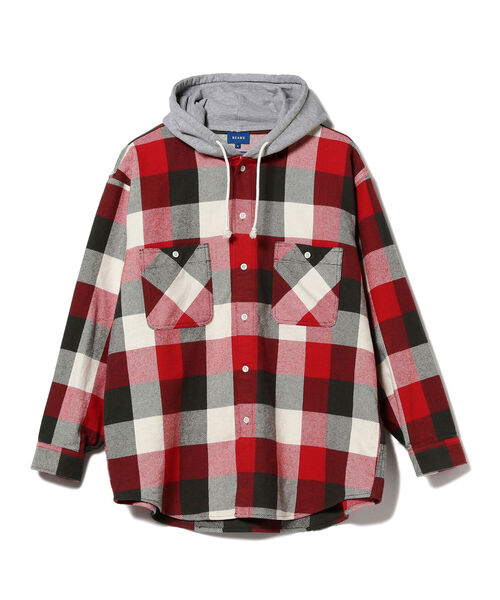 BEAMS（ビームス）の「BEAMS / スウェット フーディー イージー ネルシャツ（シャツ/ブラウス・メンズ・レッド/ブルー・SMALL/MEDIUM/X-LARGE/LARGE）」の11枚目の写真