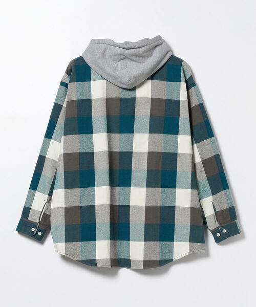 BEAMS（ビームス）の「BEAMS / スウェット フーディー イージー ネルシャツ（シャツ/ブラウス・メンズ・レッド/ブルー・SMALL/MEDIUM/X-LARGE/LARGE）」の6枚目の写真