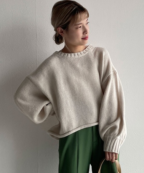 w closet(ダブルクローゼット)の「ショート丈ニットプルオーバー(ニット/セーター・レディース・ライム/グリーン/アイボリー/ラベンダー・FREE)」の7枚目の写真