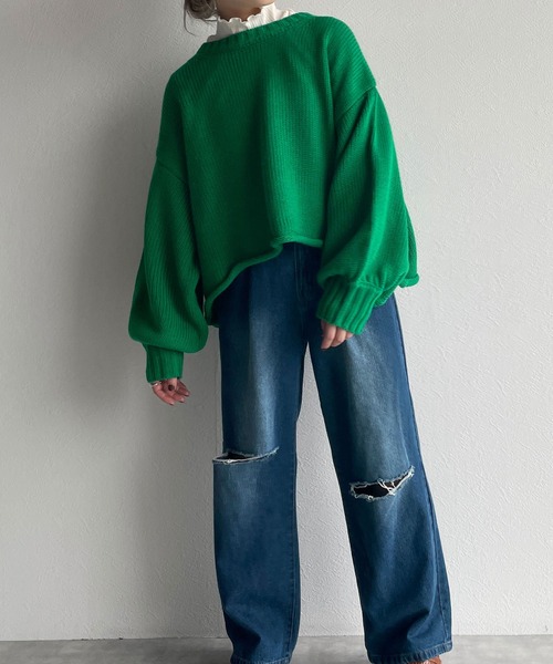 w closet(ダブルクローゼット)の「ショート丈ニットプルオーバー(ニット/セーター・レディース・ライム/グリーン/アイボリー/ラベンダー・FREE)」の15枚目の写真