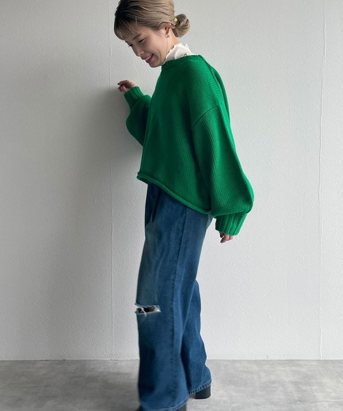 w closet(ダブルクローゼット)の「ショート丈ニットプルオーバー(ニット/セーター・レディース・ライム/グリーン/アイボリー/ラベンダー・FREE)」の19枚目の写真