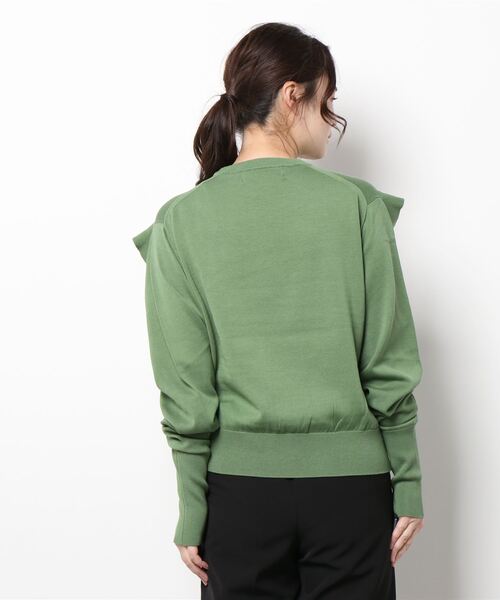 Thomas magpie（トーマスマグパイ）の「【THOMAS MAGPIE】2プライプレーンニット（ニット/セーター・レディース・ホワイト/グリーン・M）」の4枚目の写真