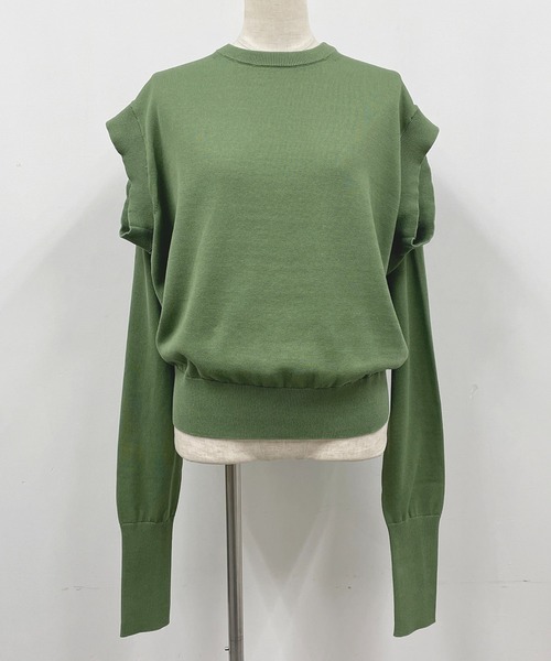 Thomas magpie（トーマスマグパイ）の「【THOMAS MAGPIE】2プライプレーンニット（ニット/セーター・レディース・ホワイト/グリーン・M）」の5枚目の写真