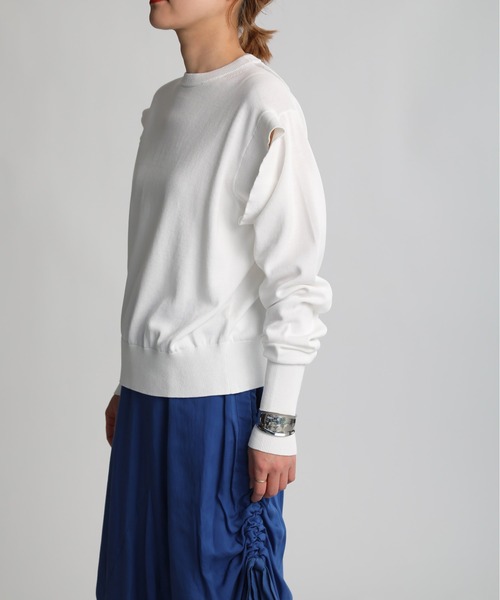 Thomas magpie（トーマスマグパイ）の「【THOMAS MAGPIE】2プライプレーンニット（ニット/セーター・レディース・ホワイト/グリーン・M）」の19枚目の写真