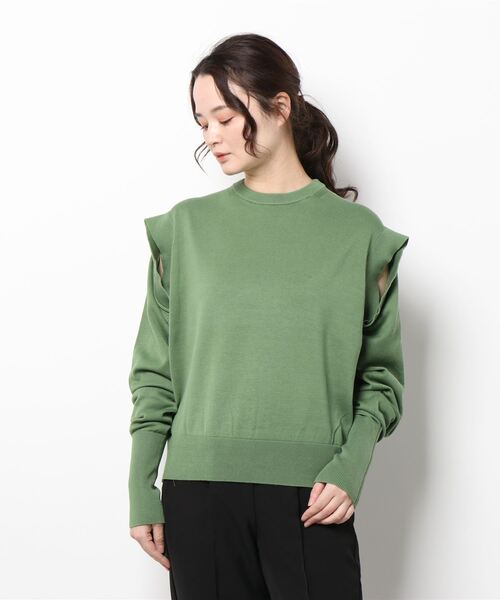 Thomas magpie（トーマスマグパイ）の「【THOMAS MAGPIE】2プライプレーンニット（ニット/セーター・レディース・ホワイト/グリーン・M）」の16枚目の写真