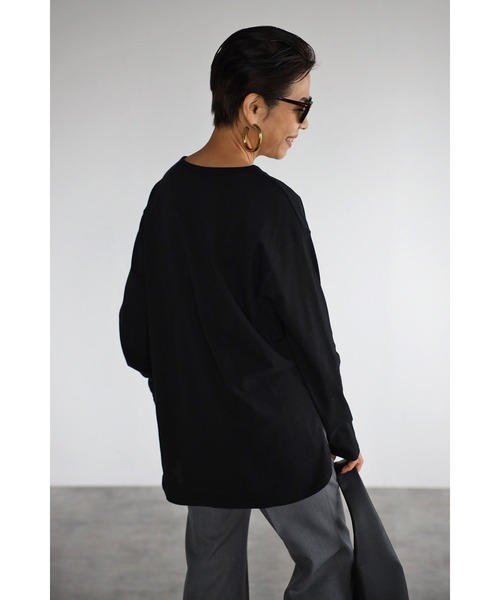 Bonjour Sagan(ボンジュールサガン)の「カレッジロゴコットンカットソー(Tシャツ/カットソー・レディース・ブラック/オフホワイト・FREE)」の18枚目の写真