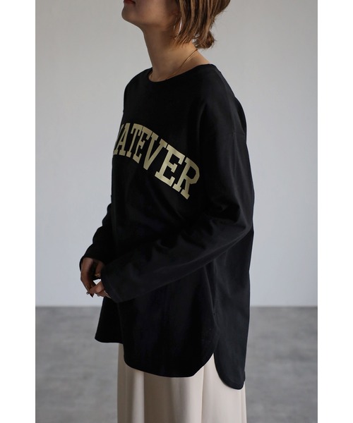 Bonjour Sagan(ボンジュールサガン)の「カレッジロゴコットンカットソー(Tシャツ/カットソー・レディース・ブラック/オフホワイト・FREE)」の22枚目の写真