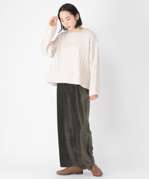 studio CLIP(スタディオクリップ)の「5ゲージパッチワークプルオーバー(ニット/セーター・レディース・オフホワイト/グリーン/モカ・MEDIUM/LARGE)」の7枚目の写真