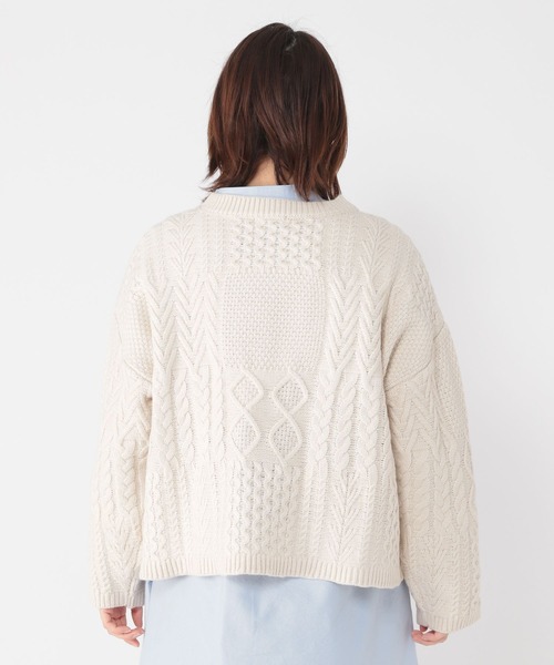 studio CLIP(スタディオクリップ)の「5ゲージパッチワークプルオーバー(ニット/セーター・レディース・オフホワイト/グリーン/モカ・MEDIUM/LARGE)」の6枚目の写真