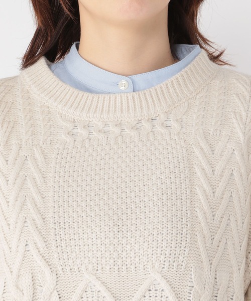 studio CLIP(スタディオクリップ)の「5ゲージパッチワークプルオーバー(ニット/セーター・レディース・オフホワイト/グリーン/モカ・MEDIUM/LARGE)」の11枚目の写真