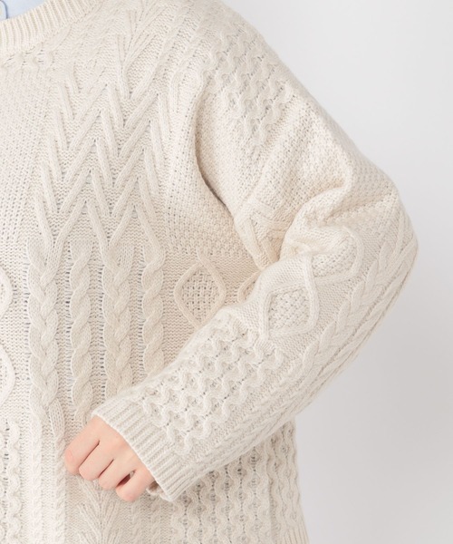 studio CLIP(スタディオクリップ)の「5ゲージパッチワークプルオーバー(ニット/セーター・レディース・オフホワイト/グリーン/モカ・MEDIUM/LARGE)」の8枚目の写真