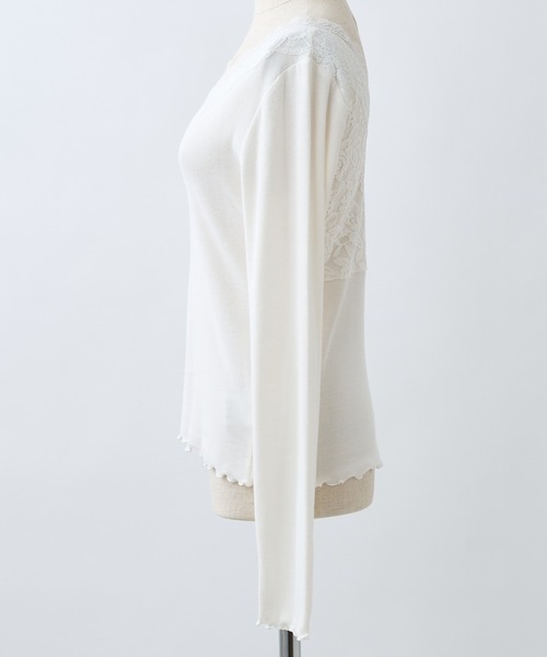 one after another NICE CLAUP(ワンアフターアナザーナイスクラップ)の「前後2wayレースインナー(Tシャツ/カットソー・レディース・アイボリー/サックスブルー/オートミール/グレー・FREE)」の6枚目の写真