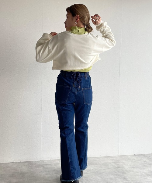 w closet（ダブルクローゼット）の「【マルチウェイ】レイヤードスウェットワンピース（ワンピース・レディース・ライム/アイボリー/スミクロ・FREE）」の12枚目の写真