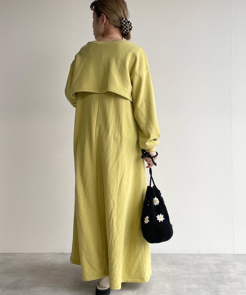 w closet（ダブルクローゼット）の「【マルチウェイ】レイヤードスウェットワンピース（ワンピース・レディース・ライム/アイボリー/スミクロ・FREE）」の15枚目の写真