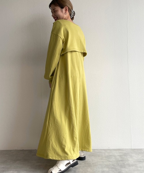 w closet（ダブルクローゼット）の「【マルチウェイ】レイヤードスウェットワンピース（ワンピース・レディース・ライム/アイボリー/スミクロ・FREE）」の19枚目の写真