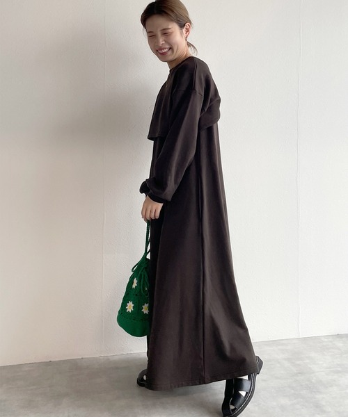 w closet（ダブルクローゼット）の「【マルチウェイ】レイヤードスウェットワンピース（ワンピース・レディース・ライム/アイボリー/スミクロ・FREE）」の21枚目の写真